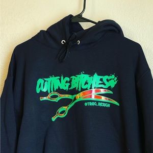 New! Black Hoodie Green / Holographic Cutting Bitches Design for Dog Groomers